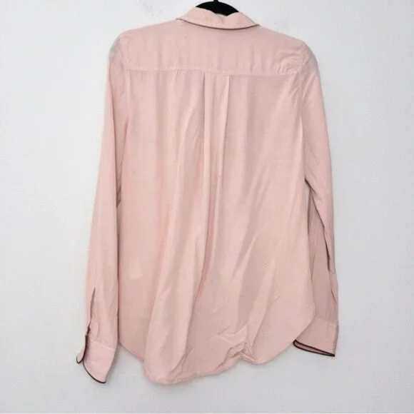 rag & bone Dean Drape Front Blouse Shirt S Dusty Rose Twist Faux Wrap - Picture 11 of 13